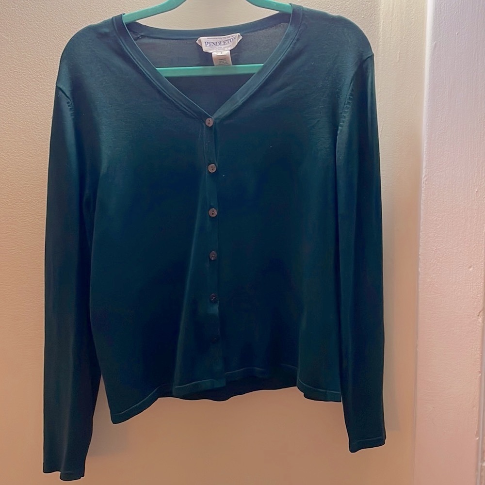 Vintage Pendleton silk Cardigan in dark green